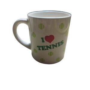 Vintage 1987 I Love Tennis Graphic Coffee Cup Mug Tea Glass